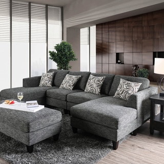 Shop Furniture of America Lauf Modern Grey 4-piece Modular Sectional - On Sale - Free Shipping ...