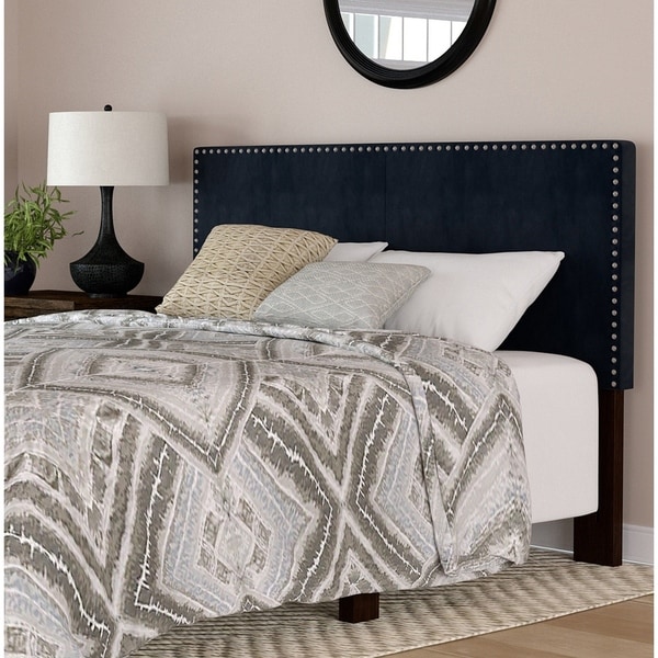 Shop Handy Living Megan Navy Blue Velvet Upholstered King Headboard