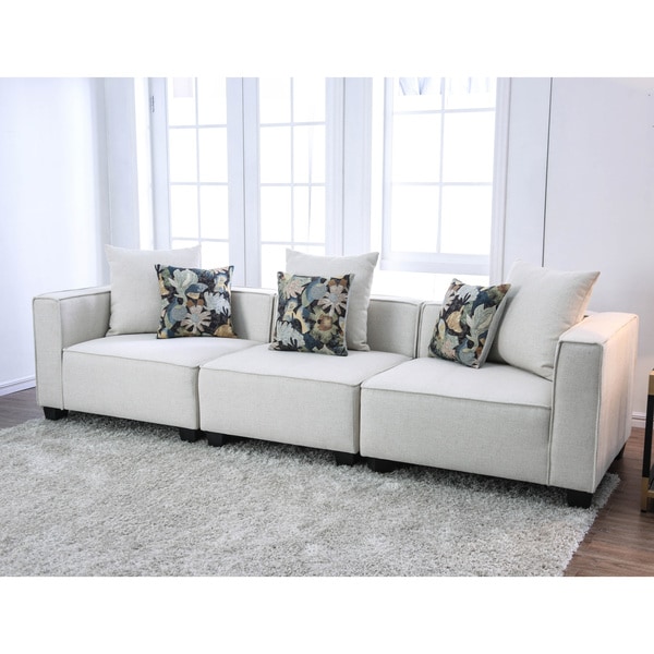 Furniture of America Batz Contemporary Beige Fabric Modular Sofa