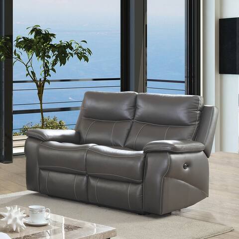 Furniture of America Yail Traditional Grey Leather Reclining Loveseat