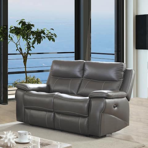 Furniture of America Yail Traditional Grey Power Reclining Loveseat