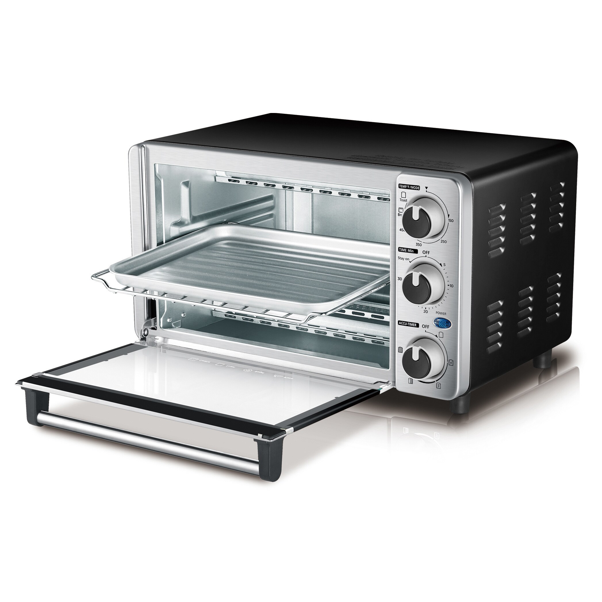 Toshiba MG12GQN-CHSS 4 Slice Toaster Oven, Stainless Steel - Bed