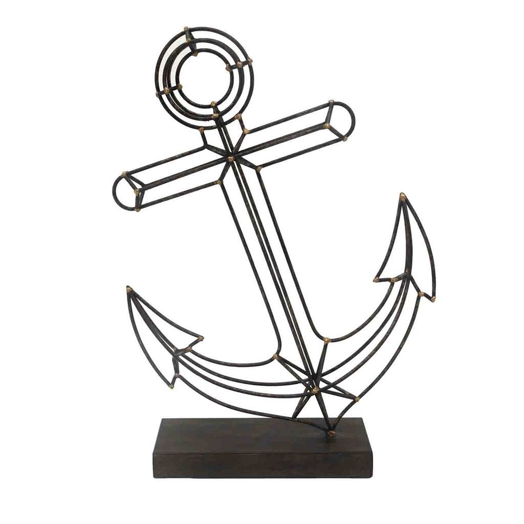 Sagebrook Home 12659 Metal Anchor Table Sculpture, Black Metal, 11.5 x 3 x 16 Inches