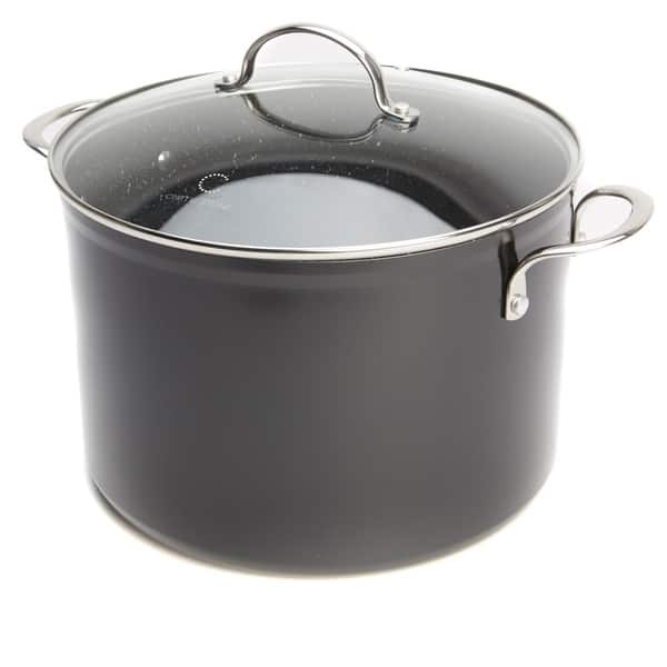 Granite Ware Enamel on Steel 4-Quart Bean/Stock Pot with lid, Speckled Black