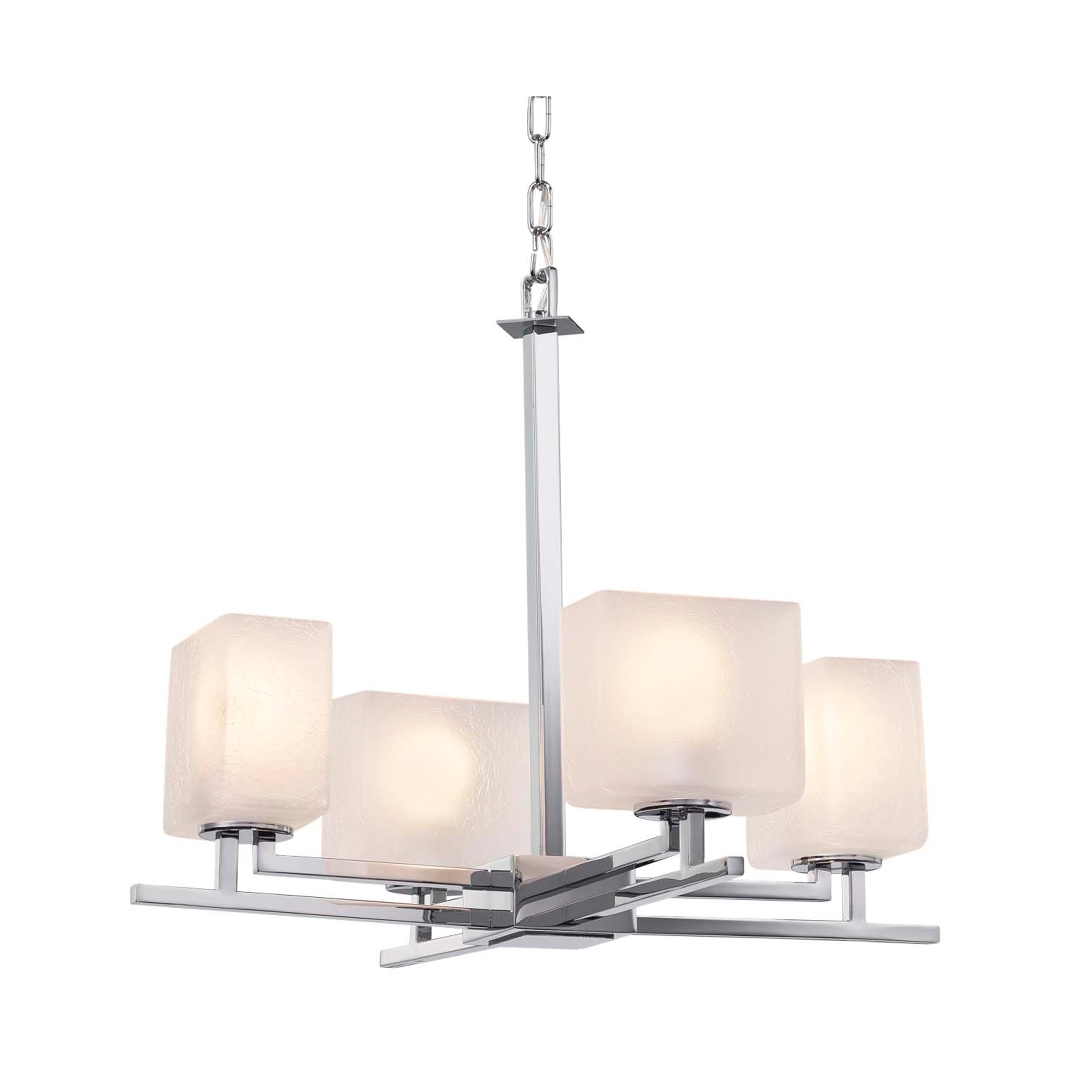 Justice Design Group Fusion Aero 4-light Polished Chrome Chandelier, Frosted Crackle Rectangle Shade - Chandeliers For Bedrooms by Overstock.com
