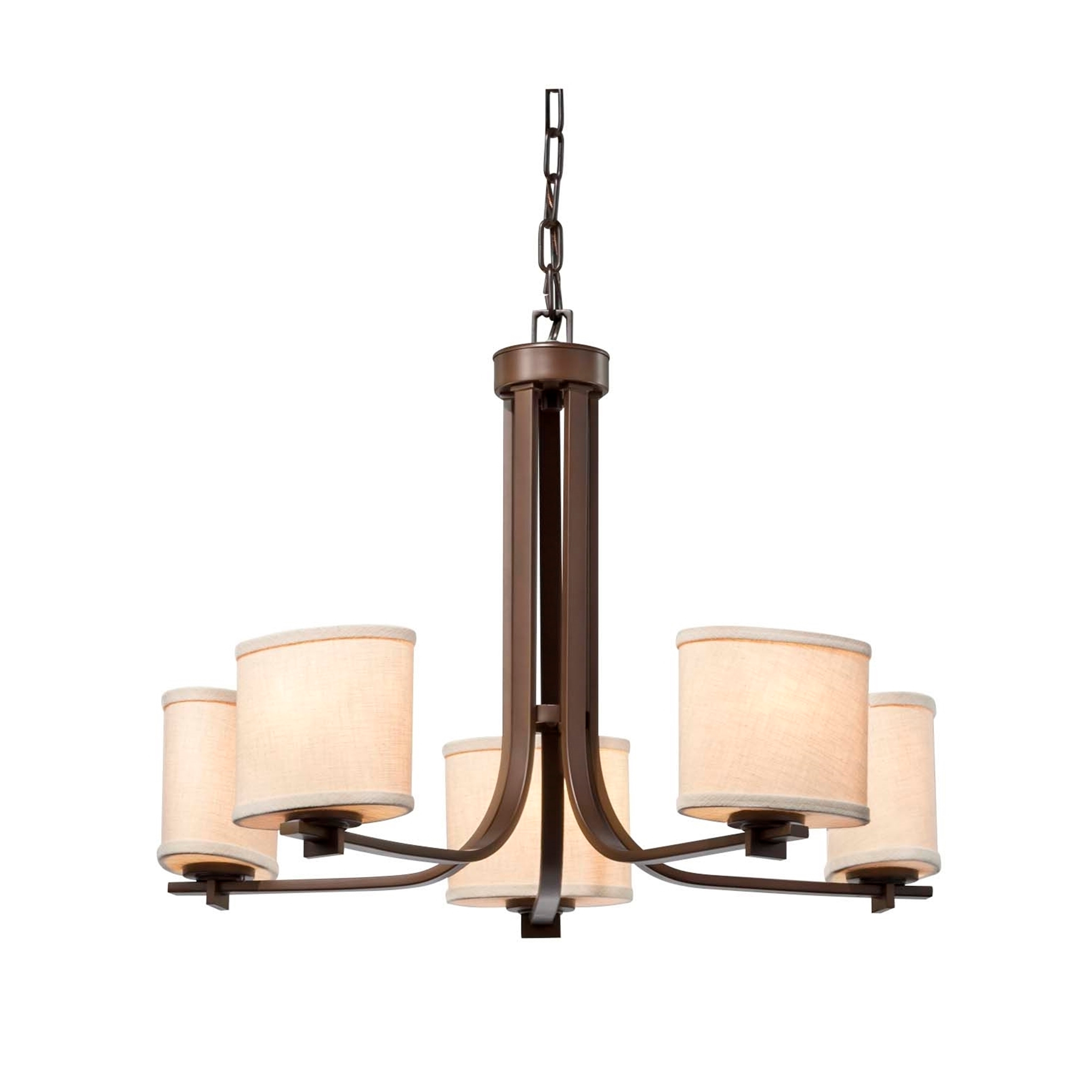 Justice Design Group Textile Era 5-light Dark Bronze Chandelier, Cream Oval Shade - Chandeliers For Bedrooms by Overstock.com