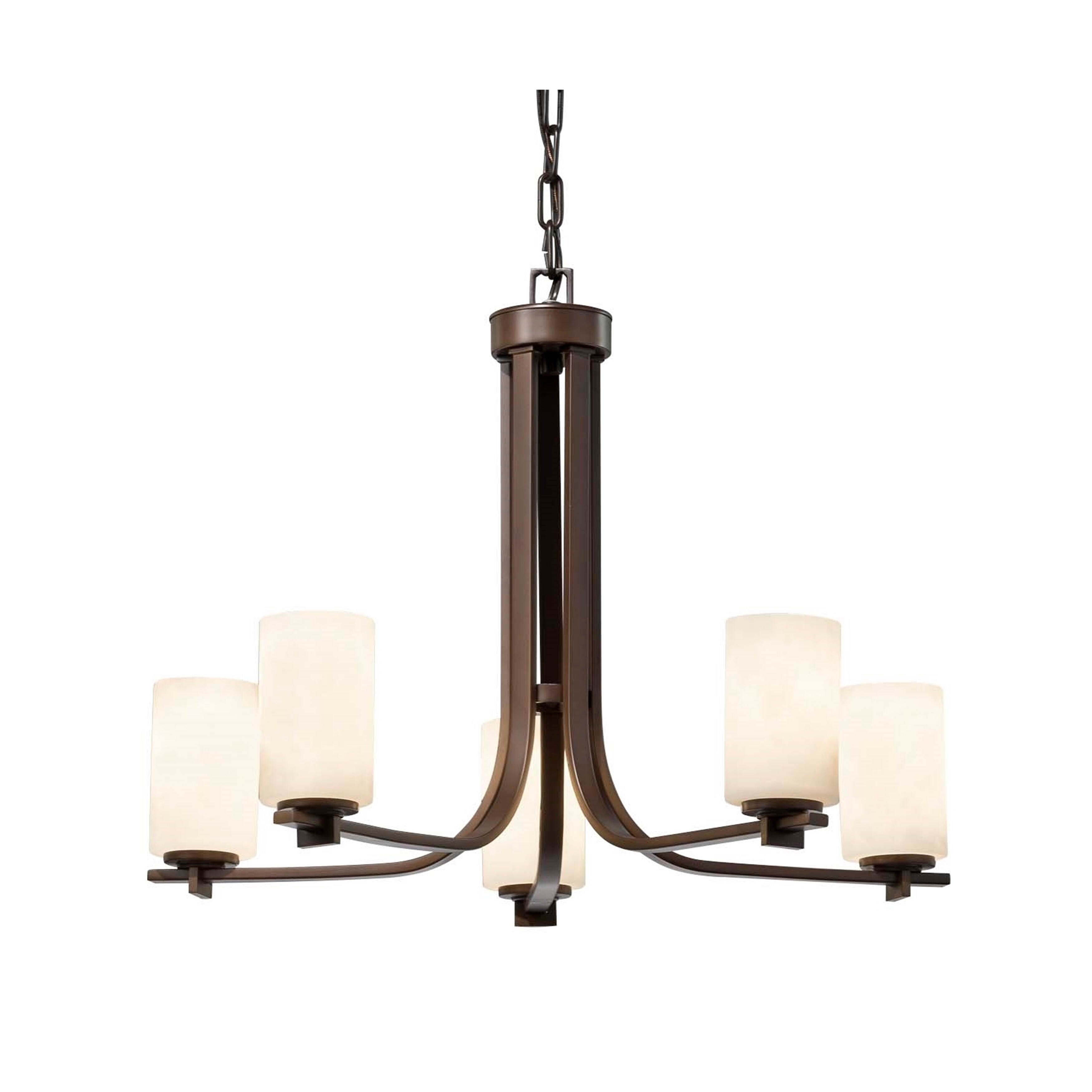 Justice Design Group Clouds Era 5-light Dark Bronze Chandelier, Clouds Cylinder w/ Flat Rim Shade - Chandeliers For Bedrooms by Overstock.com
