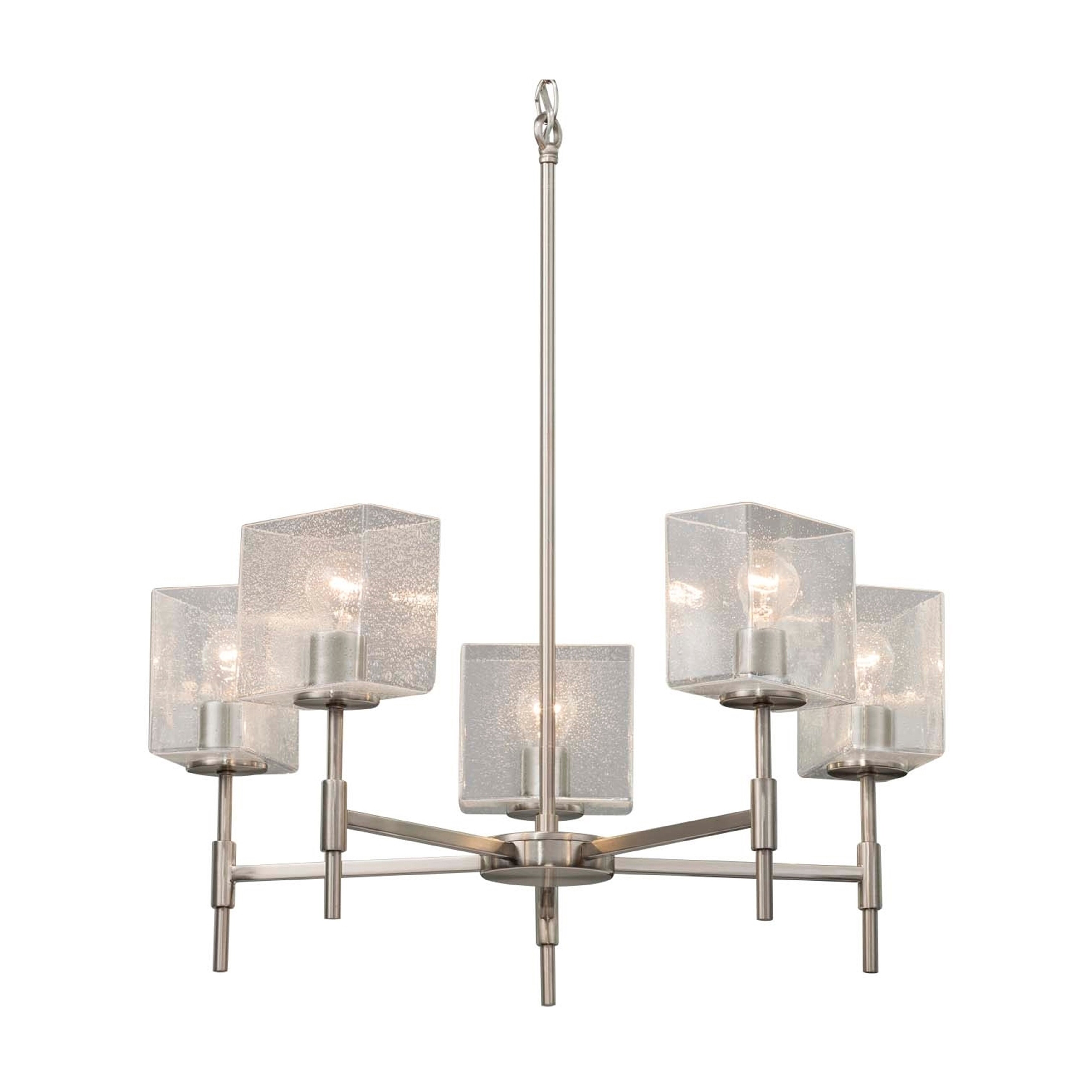 Justice Design Group Fusion Union 5-light Brushed Nickel Chandelier, Seeded Rectangle Shade - Chandeliers For Bedrooms by Overstock.com
