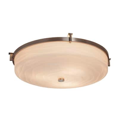 Justice Design Group Porcelina Era Brushed Nickel 21-inch Round Flush Mount, Waves Impressions