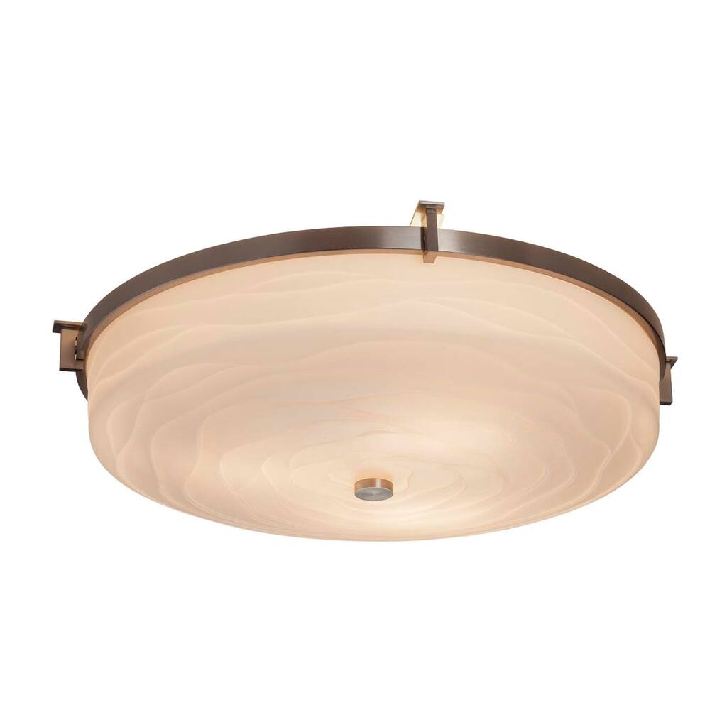Justice Design Group Porcelina Era Brushed Nickel 21-inch Round Flush Mount, Waves Impressions