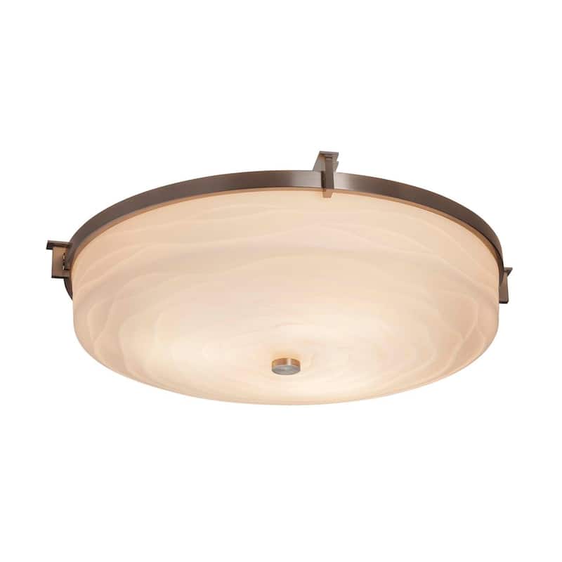 Justice Design Group Porcelina Era Brushed Nickel 21-inch LED Round Flush Mount, Waves Impressions