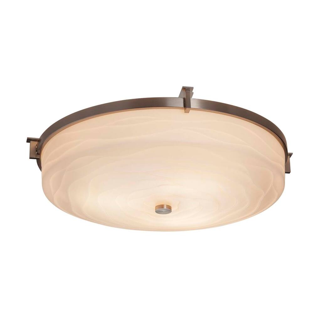Justice Design Group Porcelina Era Brushed Nickel 21-inch LED Round Flush Mount, Waves Impressions