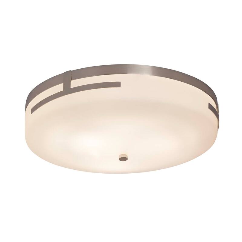 Justice Design Group Fusion Atlas Polished Chrome 19-inch LED Round Flush Mount, Opal Shade