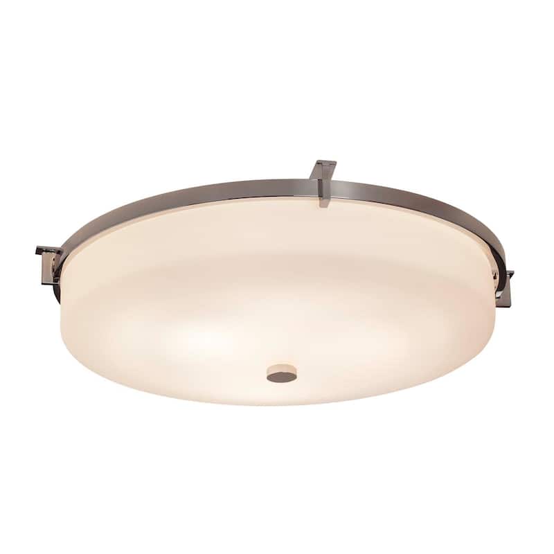Justice Design Group Fusion Era Polished Chrome 21-inch LED Round Flush Mount, Opal Shade