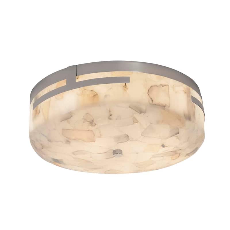 Justice Design Group Alabaster Rocks! Atlas Polished Chrome 14-inch LED Round Flush Mount, Alabaster Rocks Shade
