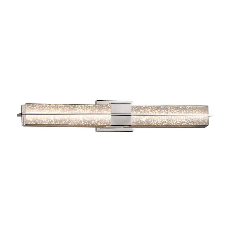 Justice Design Fusion Era Polished Chrome 30-inch LED Linear Wall/ Bath Light, Mercury Glass Shade - Polished Chrome