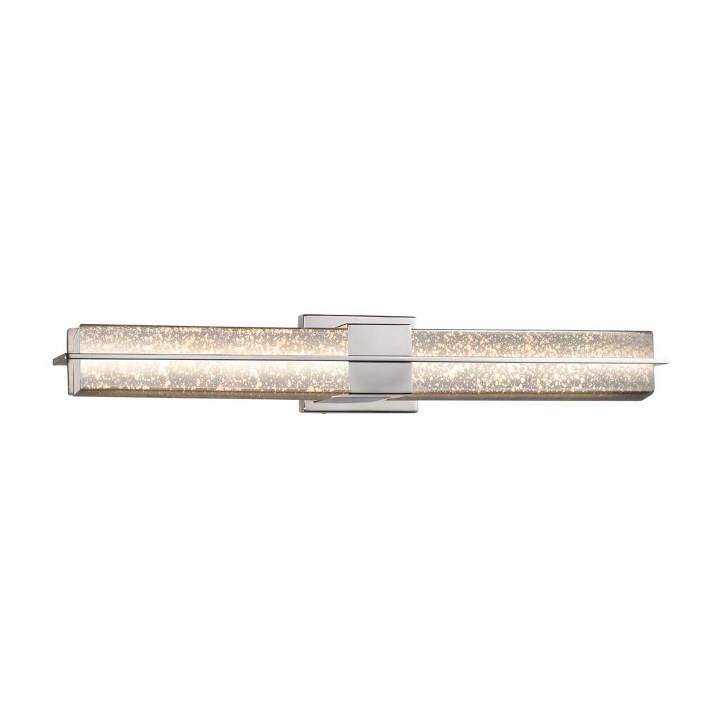 Justice Design Fusion Era Polished Chrome 30-inch LED Linear Wall/ Bath Light, Mercury Glass Shade - Polished Chrome