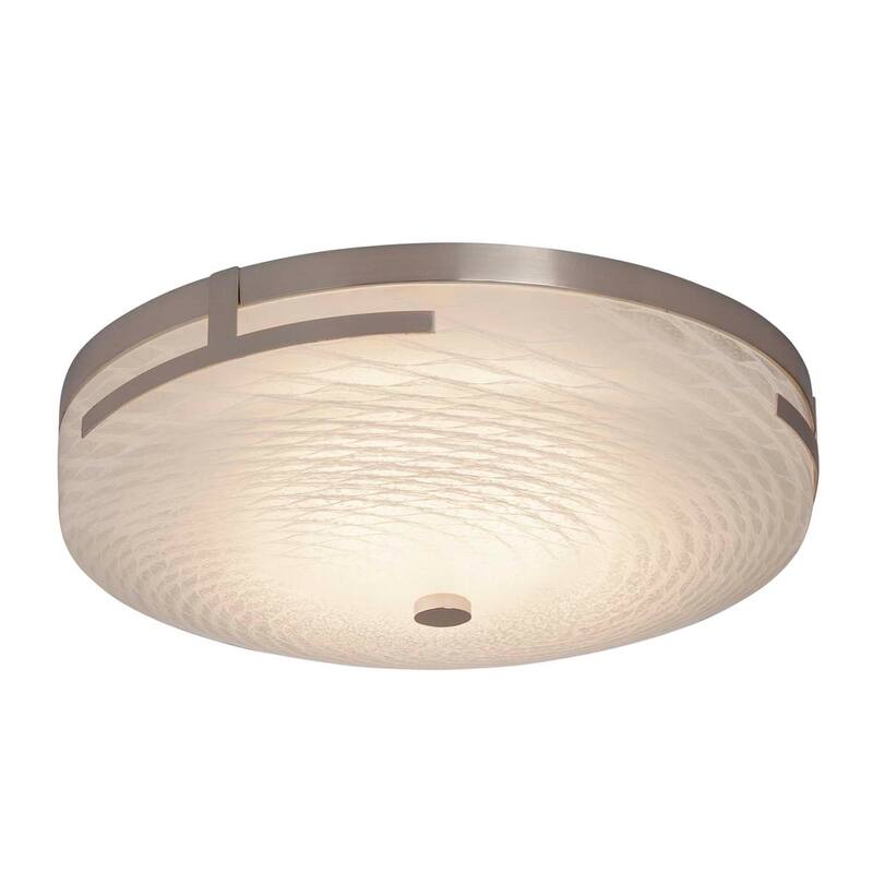 Justice Design Group Fusion Atlas Polished Chrome 14-inch LED Round Flush Mount, Weave Shade