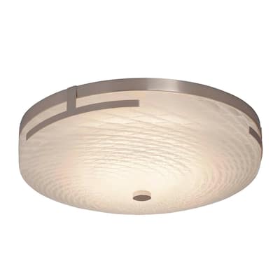 Justice Design Group Fusion Atlas Polished Chrome 14-inch LED Round Flush Mount, Weave Shade
