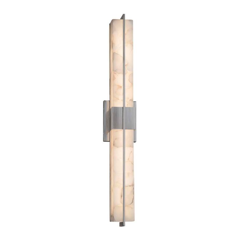 Justice Design Alabaster Rocks! Era Brushed Nickel 30-inch LED Linear Wall/ Bath Light, Alabaster Rocks Shade - Brushed Nickel