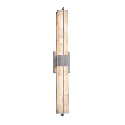 Justice Design Alabaster Rocks! Era Brushed Nickel 30-inch LED Linear Wall/ Bath Light, Alabaster Rocks Shade - Brushed Nickel