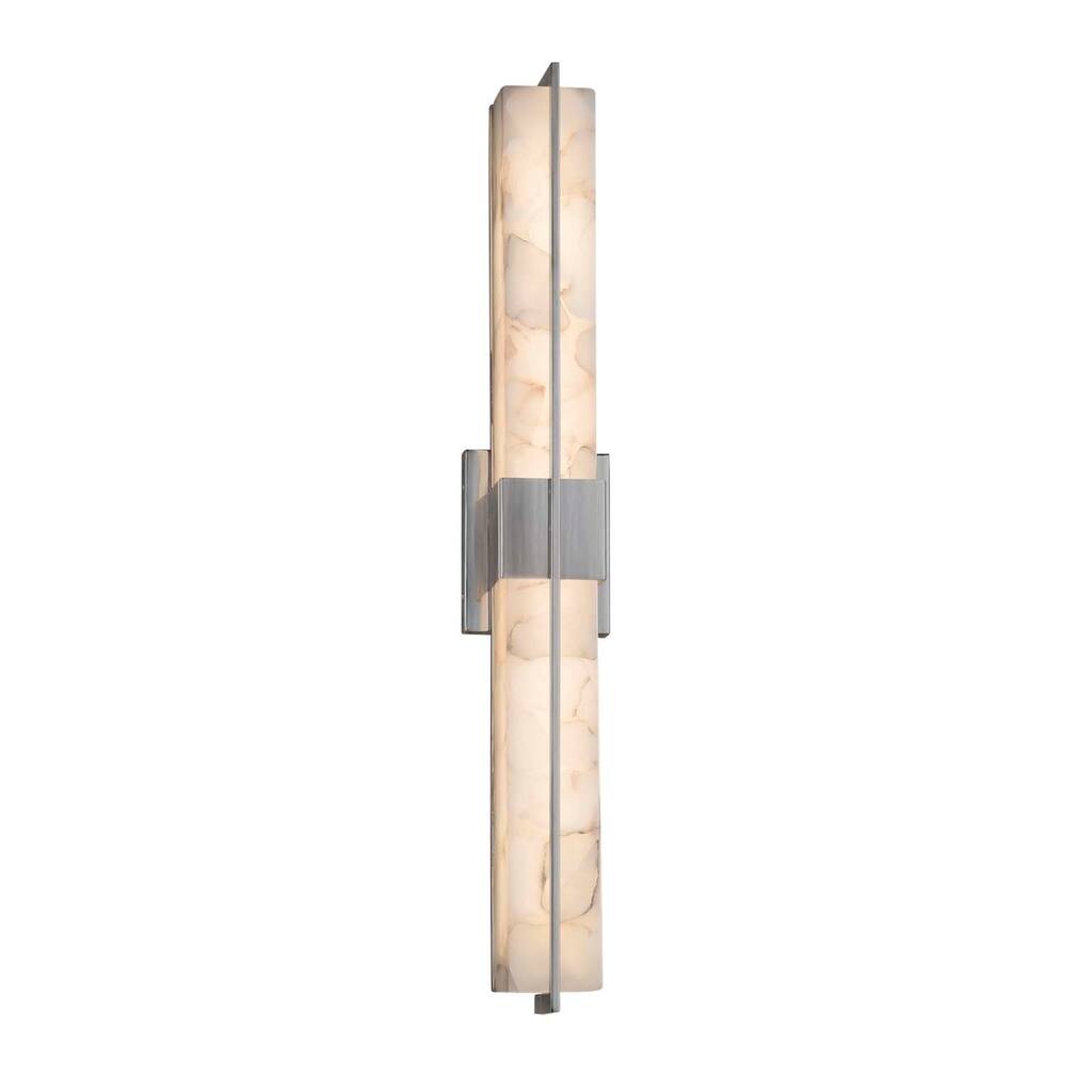 Justice Design Alabaster Rocks! Era Brushed Nickel 30-inch LED Linear Wall/ Bath Light, Alabaster Rocks Shade - Brushed Nickel