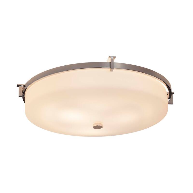 Justice Design Group Fusion Era Polished Chrome 21-inch Round Flush Mount, Opal Shade