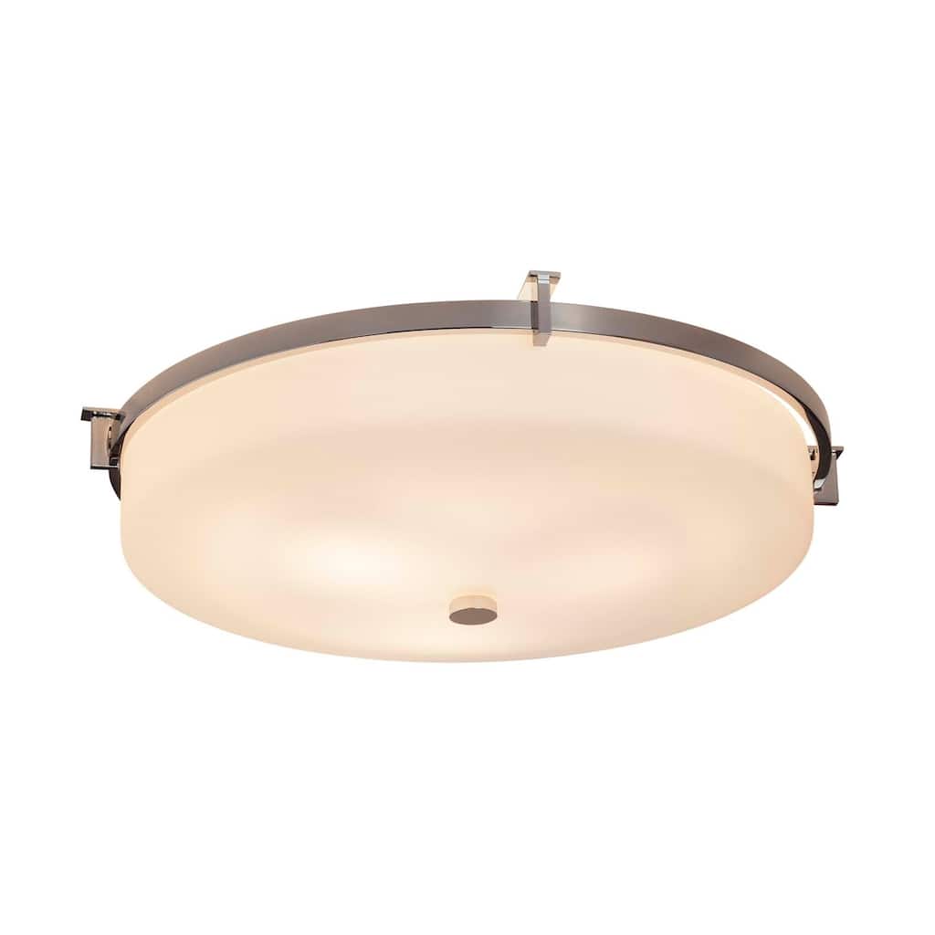 Justice Design Group Fusion Era Polished Chrome 21-inch Round Flush Mount, Opal Shade