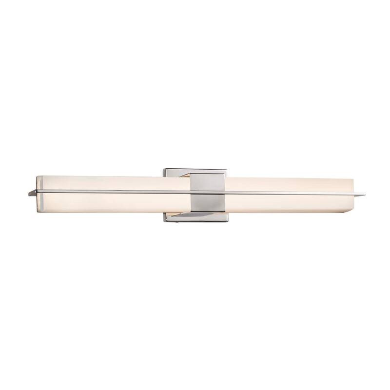 Justice Design Fusion Era Polished Chrome 30-inch LED Linear Wall/ Bath Light, Opal Shade - Polished Chrome
