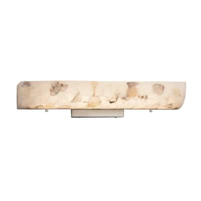 Justice Design Alabaster Rocks! Flux Brushed Nickel 20-inch LED Linear Wall/ Bath Light, Alabaster Rocks Shade