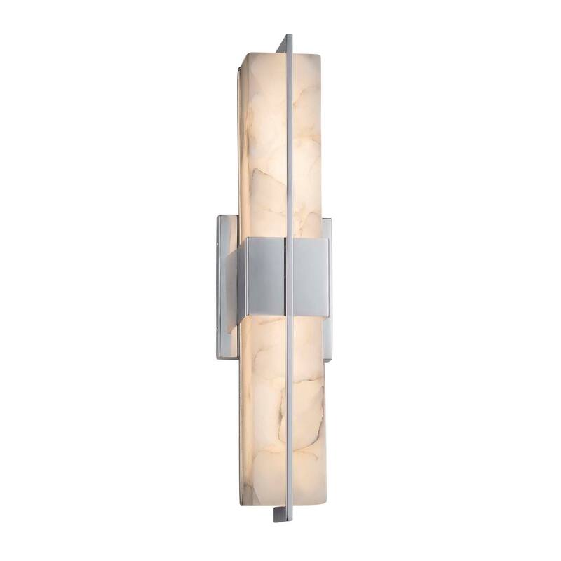 Justice Design Alabaster Rocks! Era Polished Chrome 20-inch LED Linear Wall/ Bath Light, Alabaster Rocks Shade - Polished Chrome