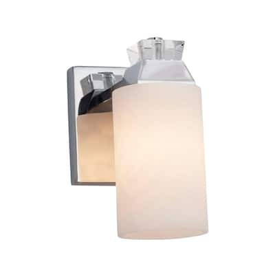 Justice Design Clouds Ardent 1-light Polished Chrome Wall Sconce, Clouds Cylinder w/ Flat Rim Shade