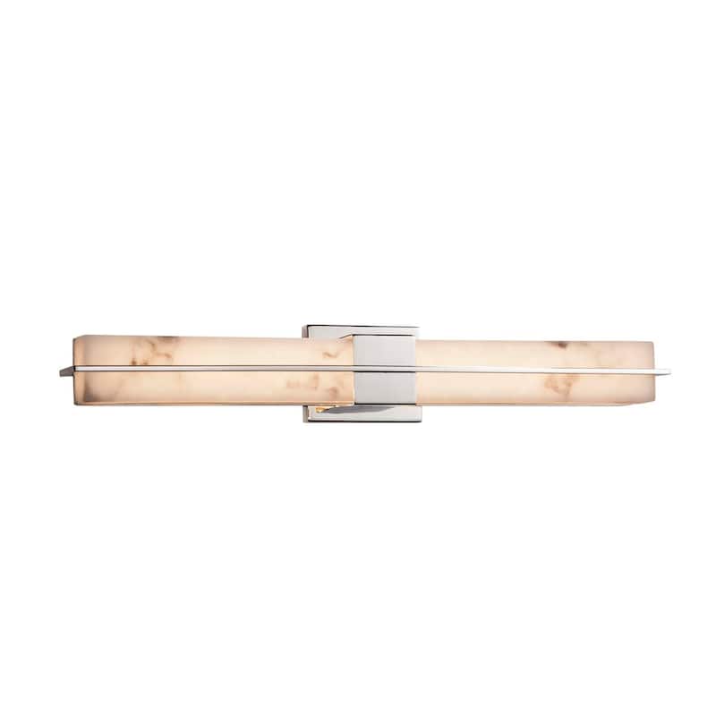 Justice Design LumenAria Era Polished Chrome 30-inch LED Linear Wall/ Bath Light, Faux Alabaster Shade - Polished Chrome