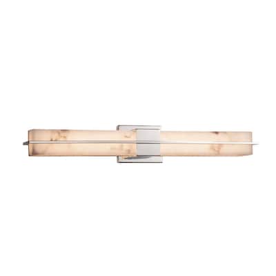 Justice Design LumenAria Era Polished Chrome 30-inch LED Linear Wall/ Bath Light, Faux Alabaster Shade - Polished Chrome