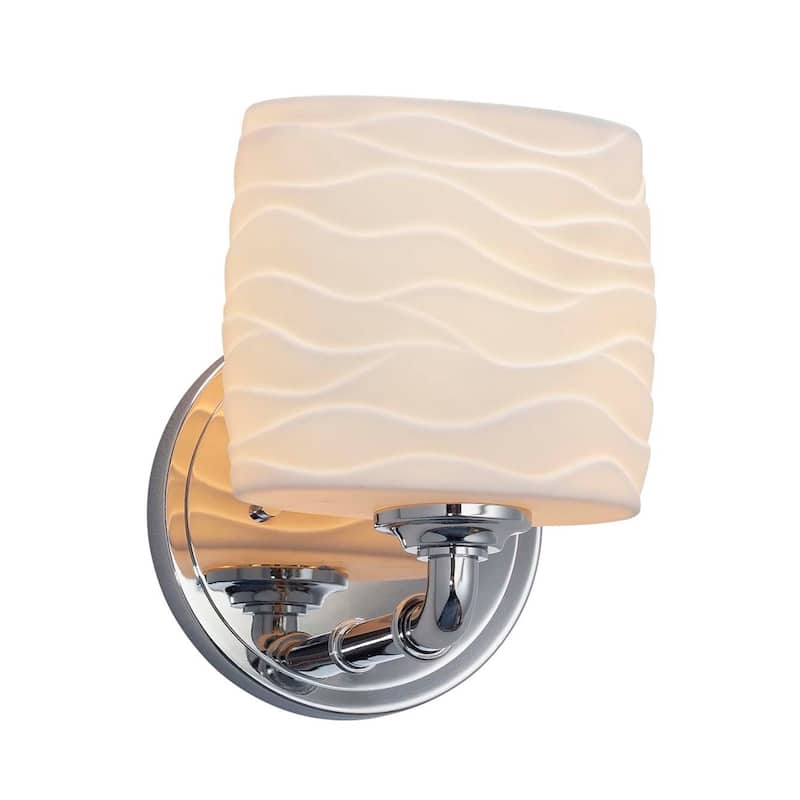 Justice Design Limoges Bronx 1-light Polished Chrome Wall Sconce, Oval Waves Impressions