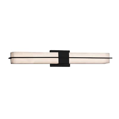 Justice Design Clouds Era Matte Black 30-inch LED Linear Wall/ Bath Light, Clouds Shade