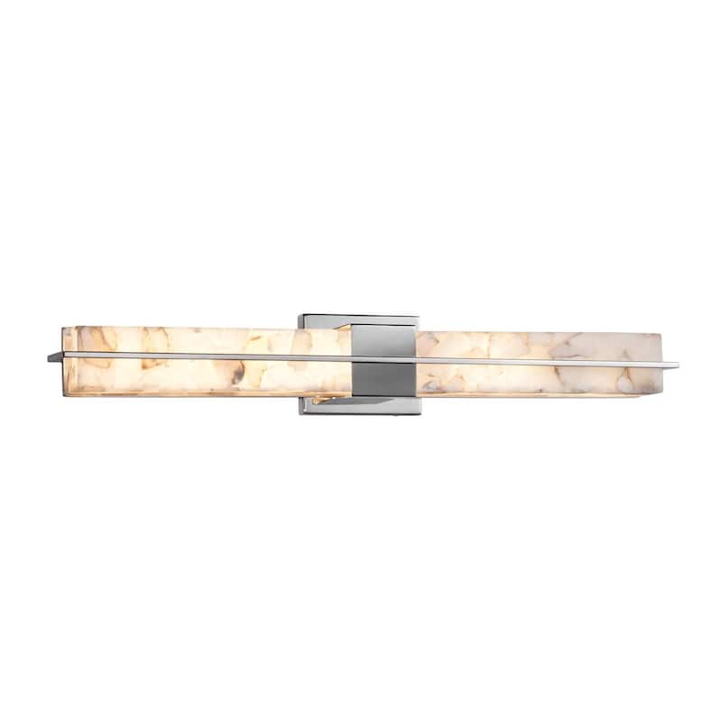 Justice Design Alabaster Rocks! Era Polished Chrome 30-inch LED Linear Wall/ Bath Light, Alabaster Rocks Shade - Polished Chrome