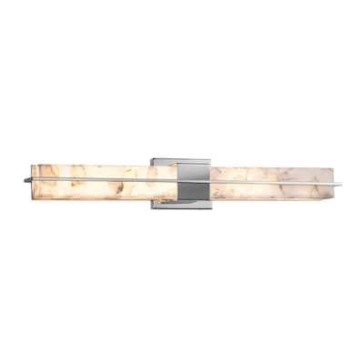 Justice Design Alabaster Rocks! Era Polished Chrome 30-inch LED Linear Wall/ Bath Light, Alabaster Rocks Shade - Polished Chrome