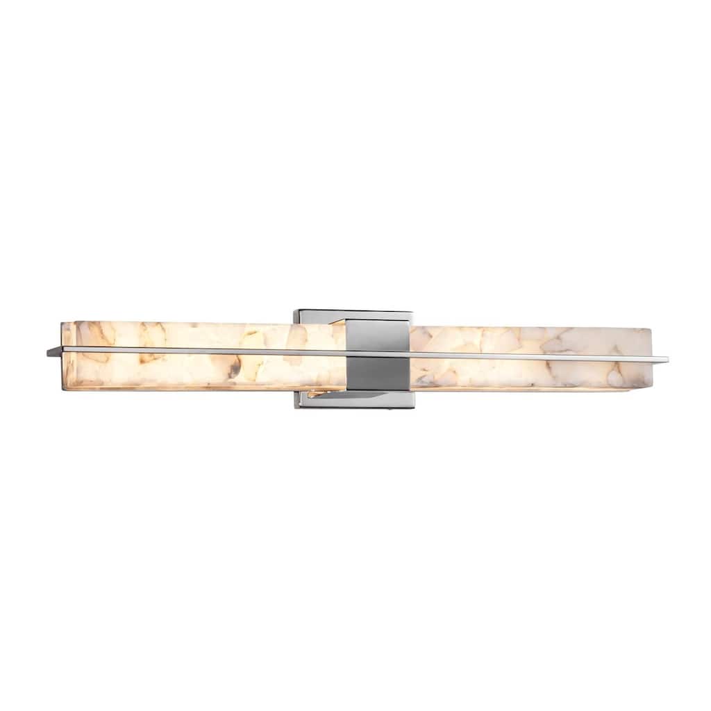 Justice Design Alabaster Rocks! Era Polished Chrome 30-inch LED Linear Wall/ Bath Light, Alabaster Rocks Shade - Polished Chrome
