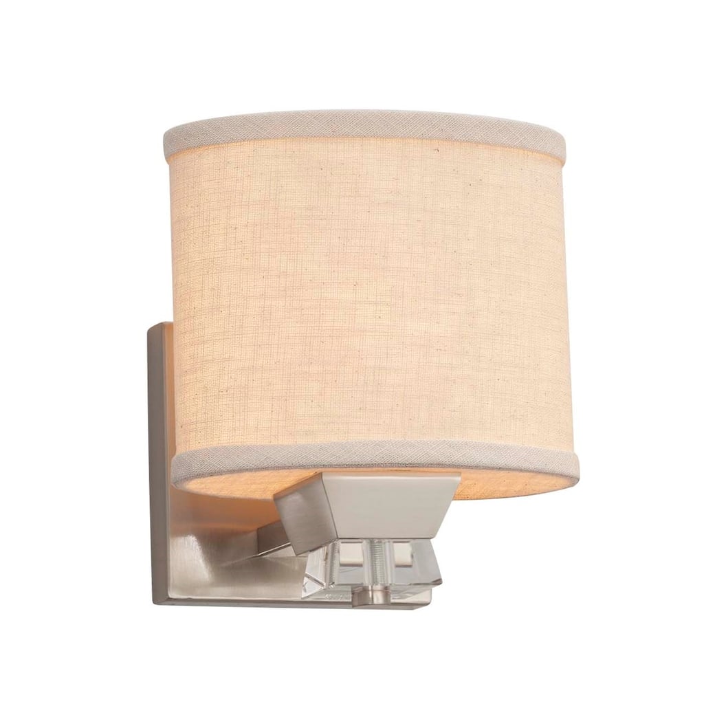 Justice Design Textile Ardent 1-light Brushed Nickel Wall Sconce, Cream Oval Shade