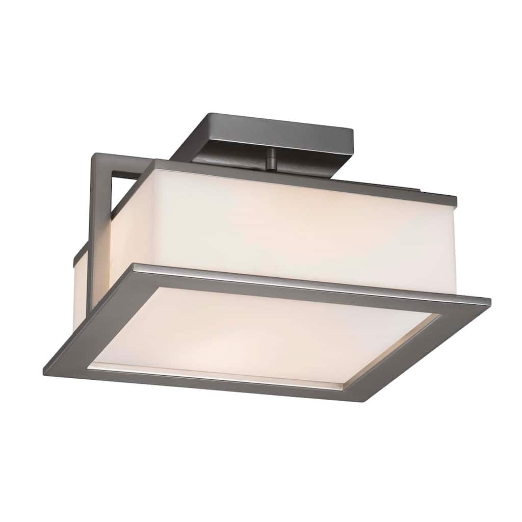 Justice Design Fusion Laguna Brushed Nickel 12-inch LED Outdoor Flush Mount, Opal Shade
