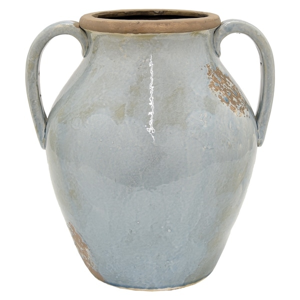 Three Hands 13.5 " Ceramic Vase in Blue