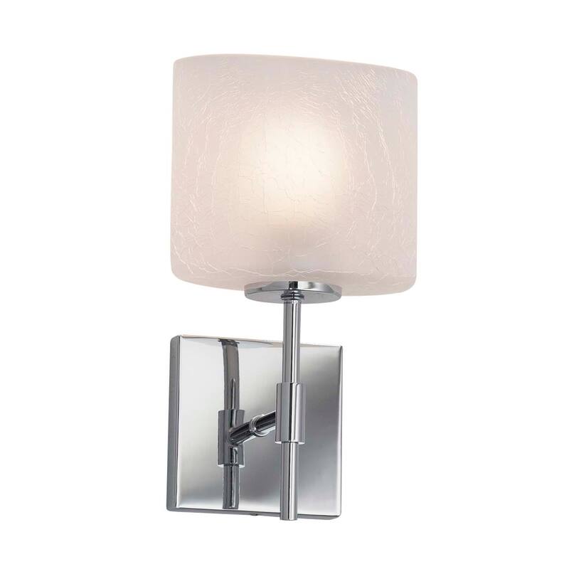 Justice Design Fusion Union 1-light Polished Chrome Wall Sconce, Frosted Crackle Oval Shade