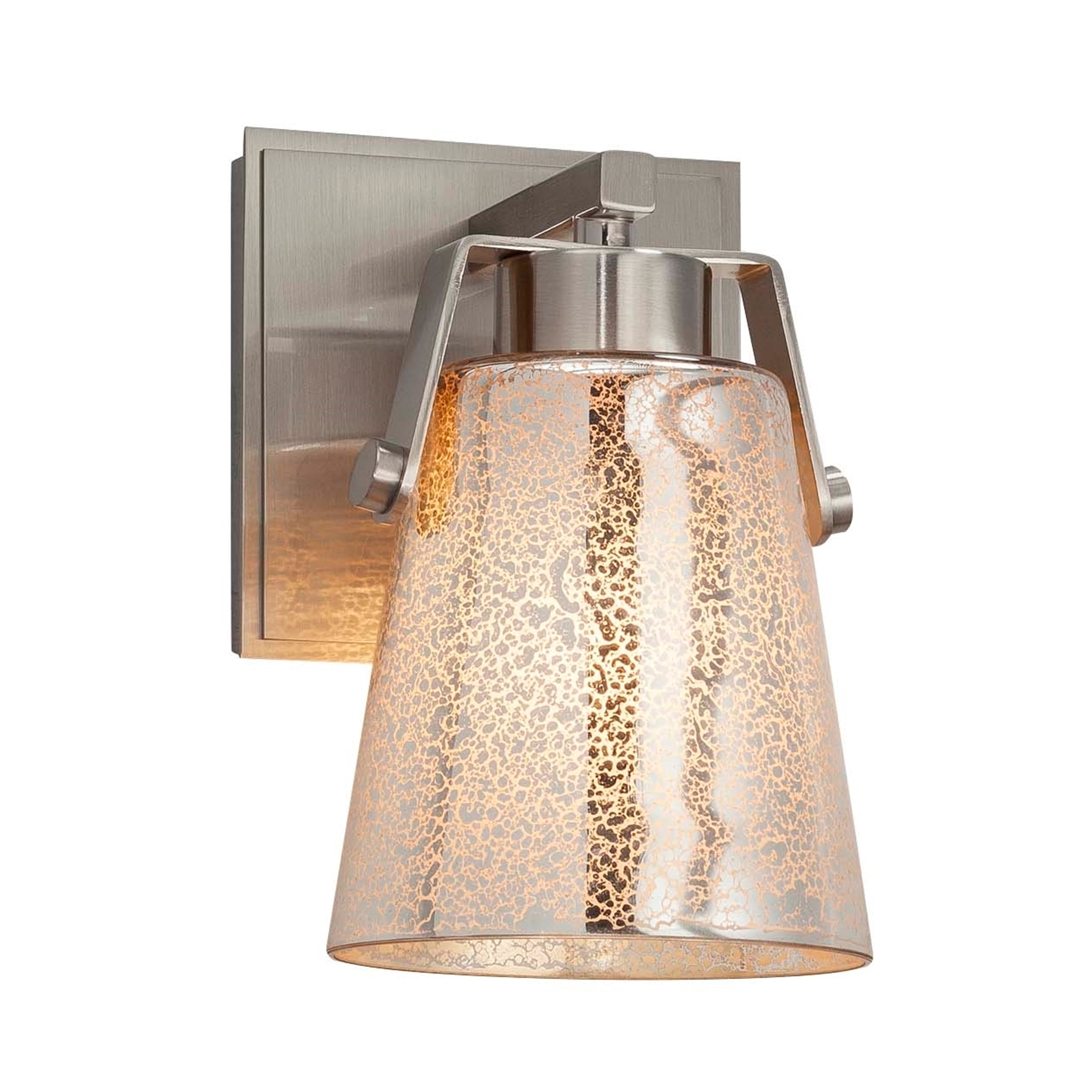 Justice Design Fusion Nexus 1-light Brushed Nickel Wall Sconce, Mercury Glass Shade