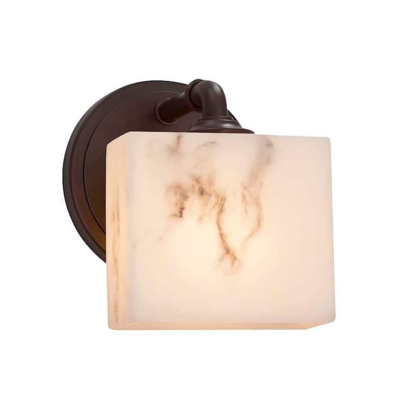 Justice Design LumenAria Bronx 1-light Dark Bronze Wall Sconce, Faux Alabaster Rectangle Shade
