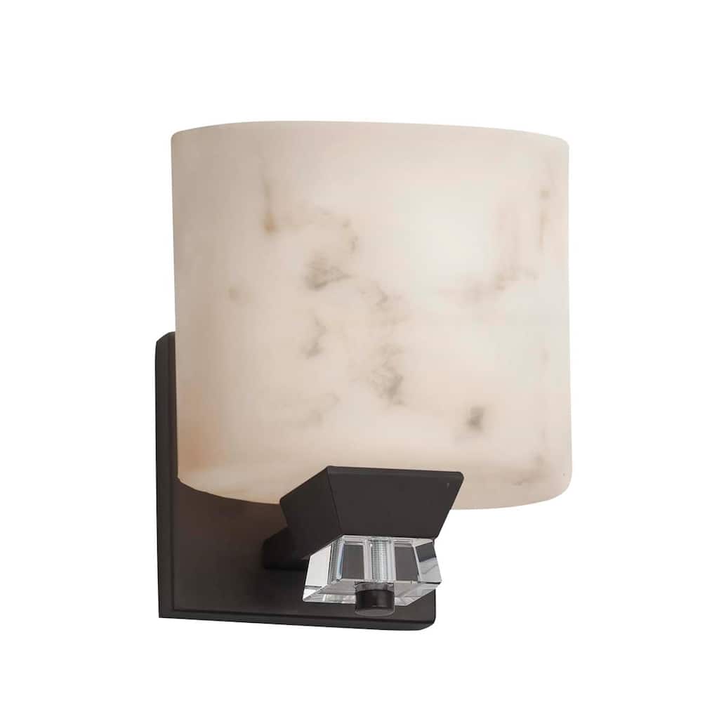 Justice Design LumenAria Ardent 1-light Matte Black Wall Sconce, Faux Alabaster Oval Shade