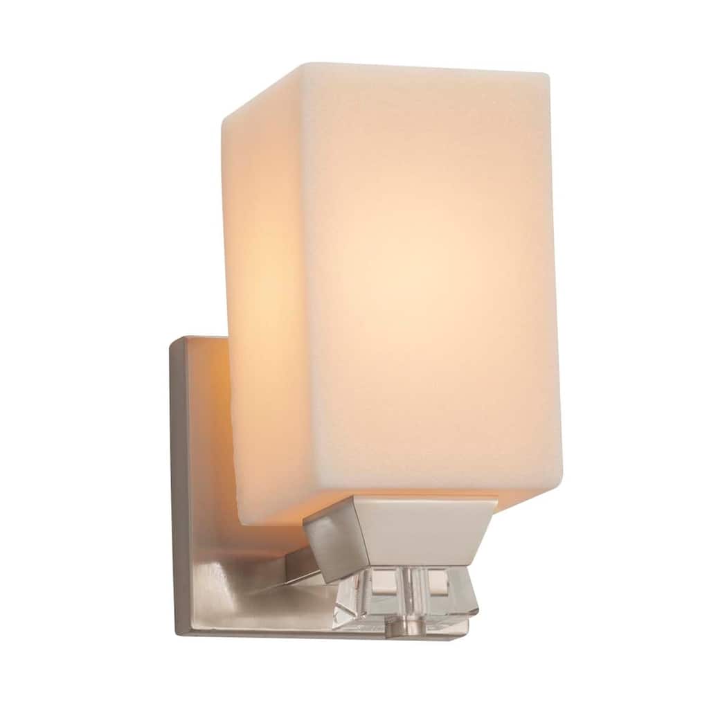 Justice Design CandleAria Ardent 1-light Brushed Nickel Wall Sconce, Cream Square w/ Flat Rim Shade
