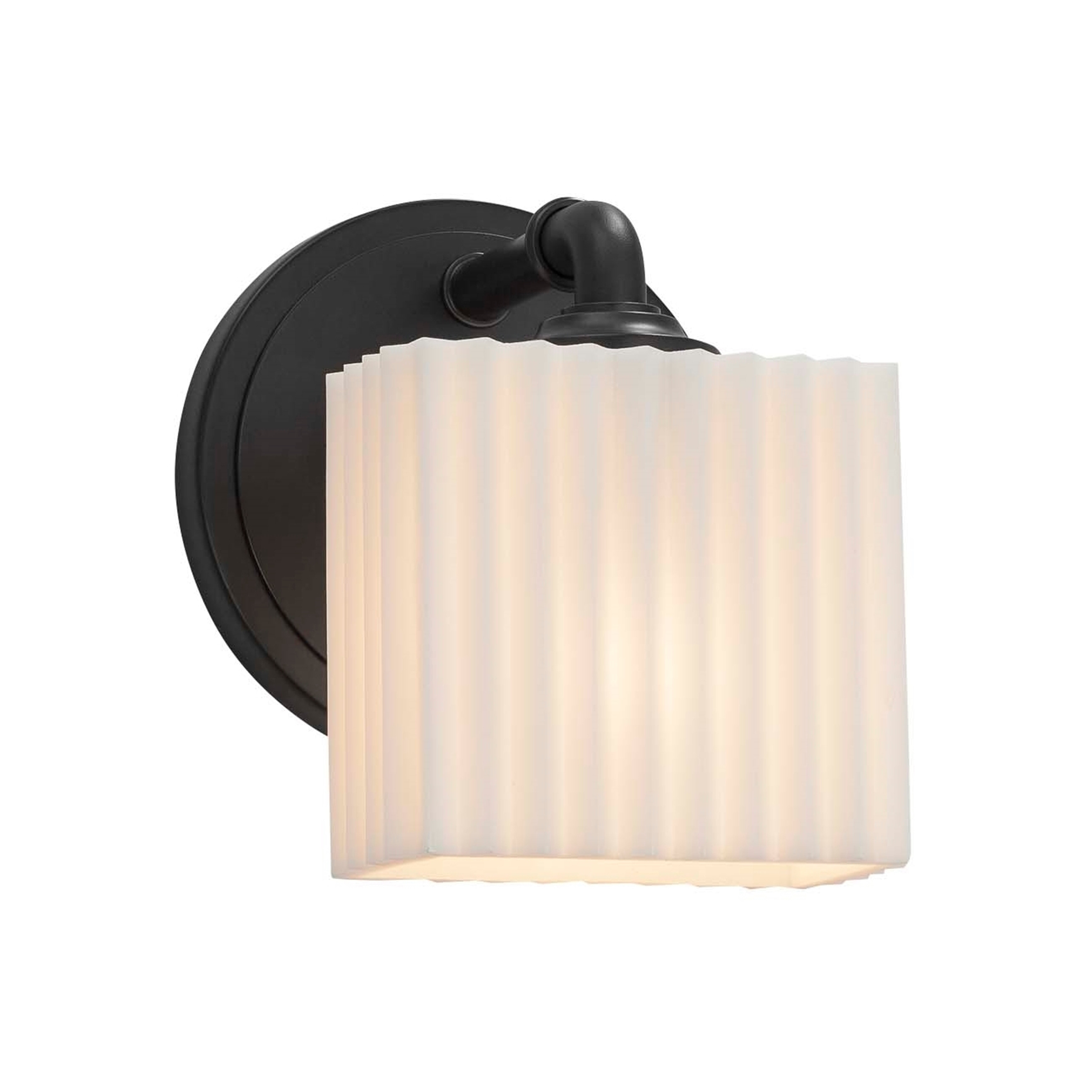 Justice Design Porcelina Bronx 1-light Matte Black Wall Sconce, Rectangle Pleats Impressions
