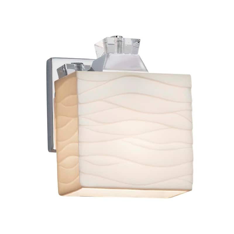 Justice Design Porcelina Ardent 1-light Polished Chrome Wall Sconce, Rectangle Waves Impressions