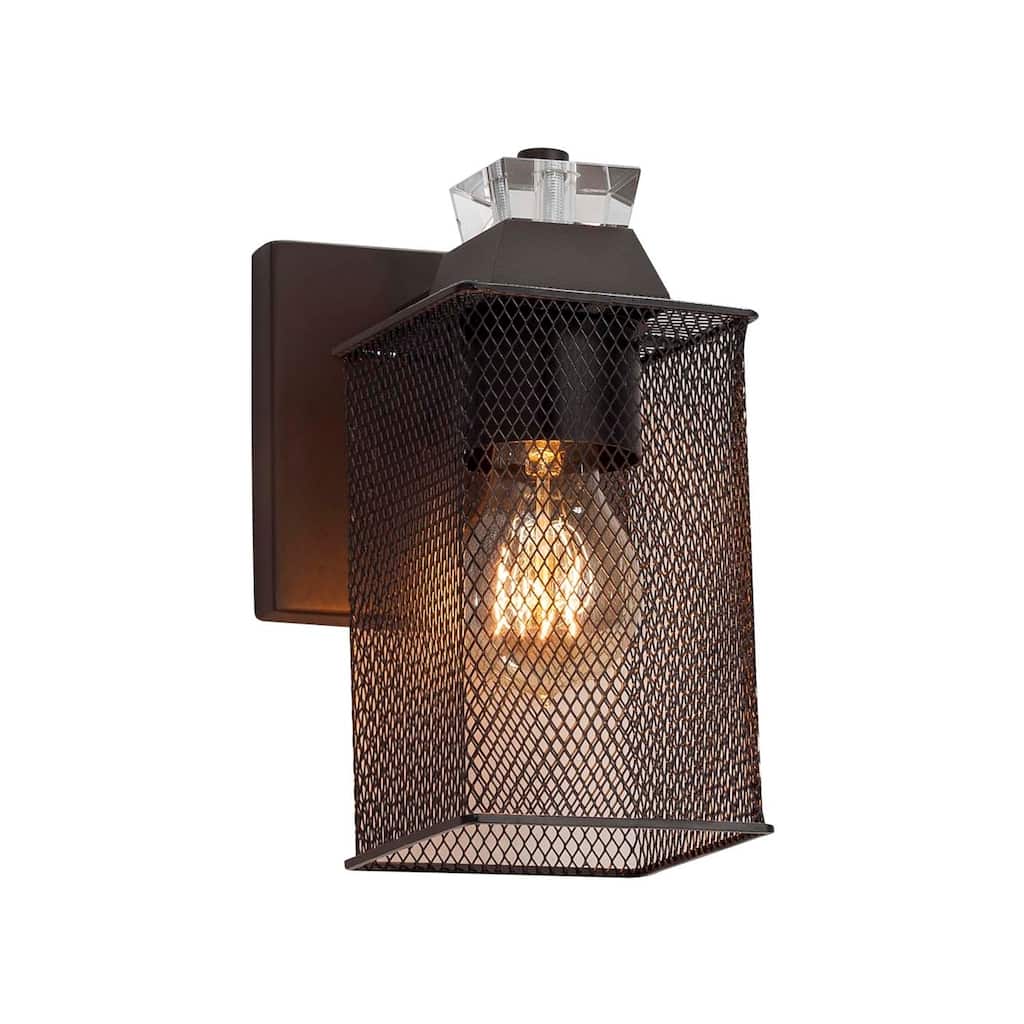 Justice Design Wire Mesh Ardent 1-light Dark Bronze Wall Sconce, Wire Mesh Square w/ Flat Rim Shade